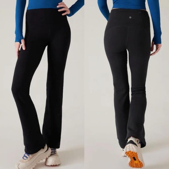 Athleta Altitude Pant Polartec Power Stretch Black Flare Leggings Size Small - Picture 1 of 8